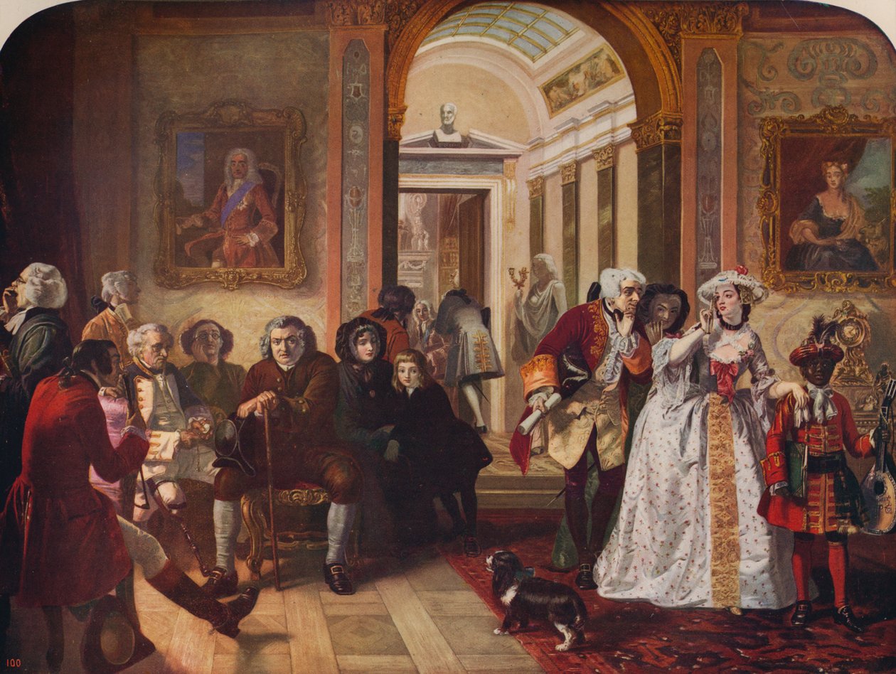 Dr. Johnson lordi Chesterfieldin Ante-Roomissa, 1748, n. 1915 tekijältä Edward Matthew Ward