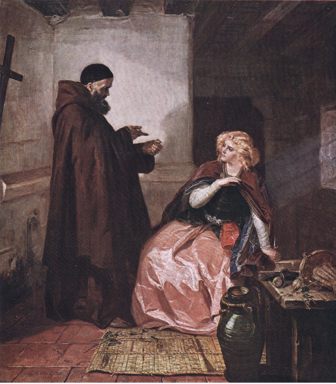 Julia ja veli Laurence (Romeo ja Julia) Ota pullo, kun olet sitten sängyssä, ja ota tämä tislattu viinajuoma pois J Coker & Co Ltd:n The Complete Works of William Shakespearen pubista (c) tekijältä Edward Matthew Ward