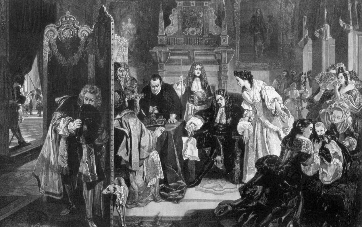 Kuningas James II 1633-1701 sai uutisia Oranssin prinssin maihinnoususta vuonna 1890. tekijältä Edward Matthew Ward