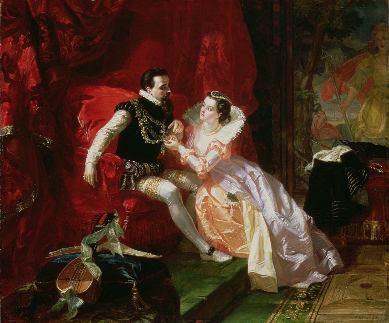 Leicester ja Amy Robsart Cumnor Hallissa, 1866 tekijältä Edward Matthew Ward