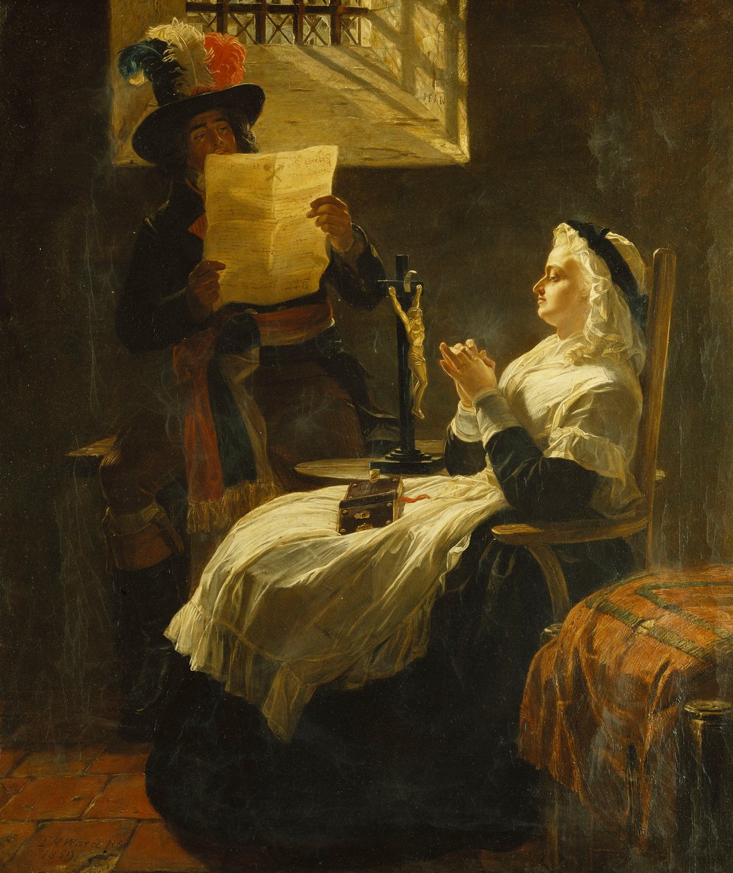 Marie Antoinette kuuntelemassa syytöstä päivää ennen oikeudenkäyntiään, 1859 tekijältä Edward Matthew Ward