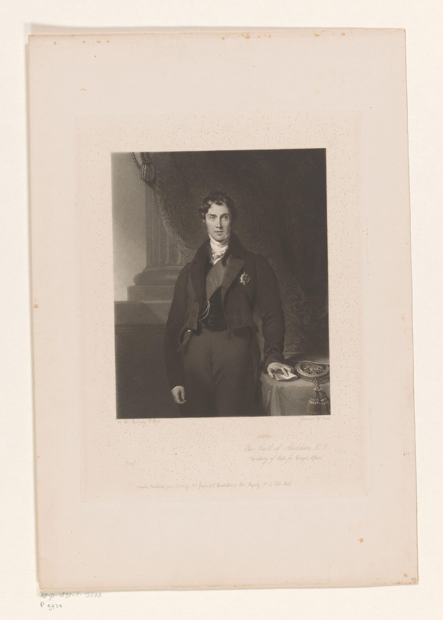 Portret van George Hamilton-Gordon Earl of Aberdeen KJ / ulkoministeri (otsikko esineessä) tekijältä Edward McInnes