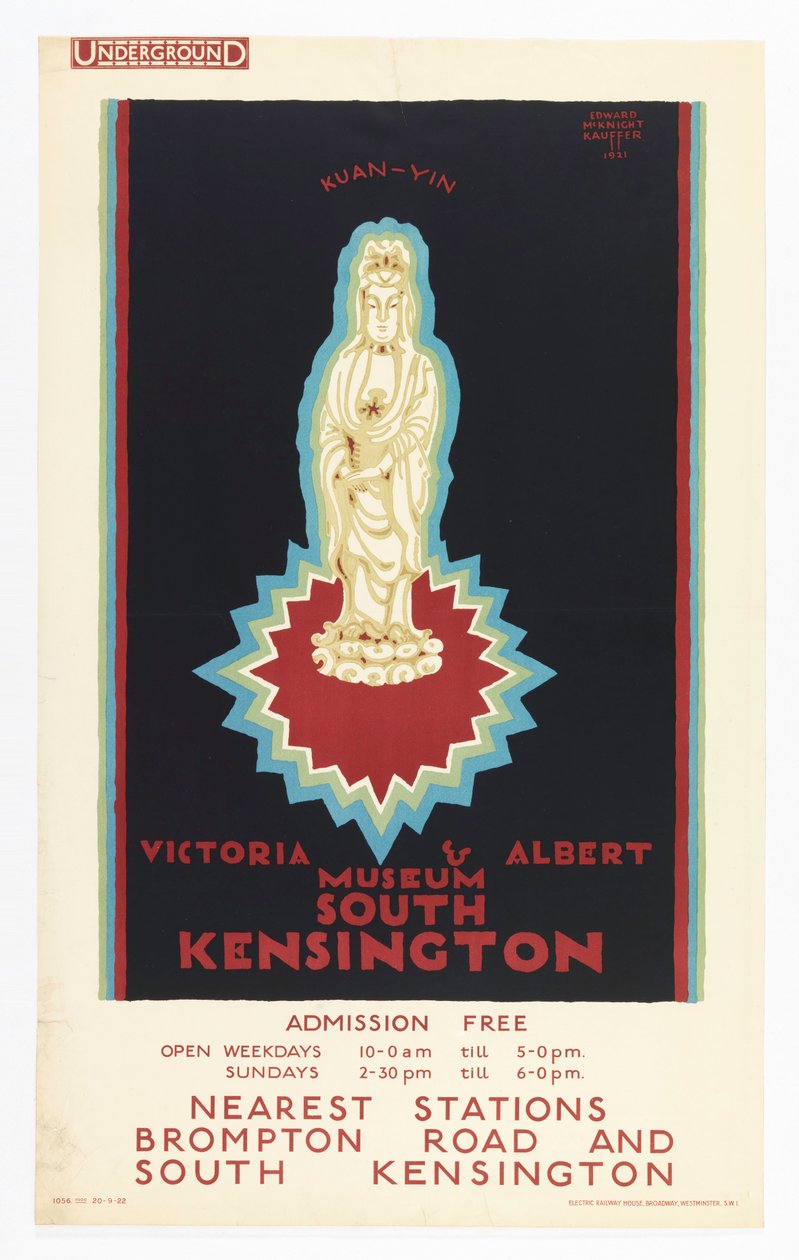 Juliste, Victoria and Albert Museum, Lontoon metro, 1921 tekijältä Edward McKnight Kauffer