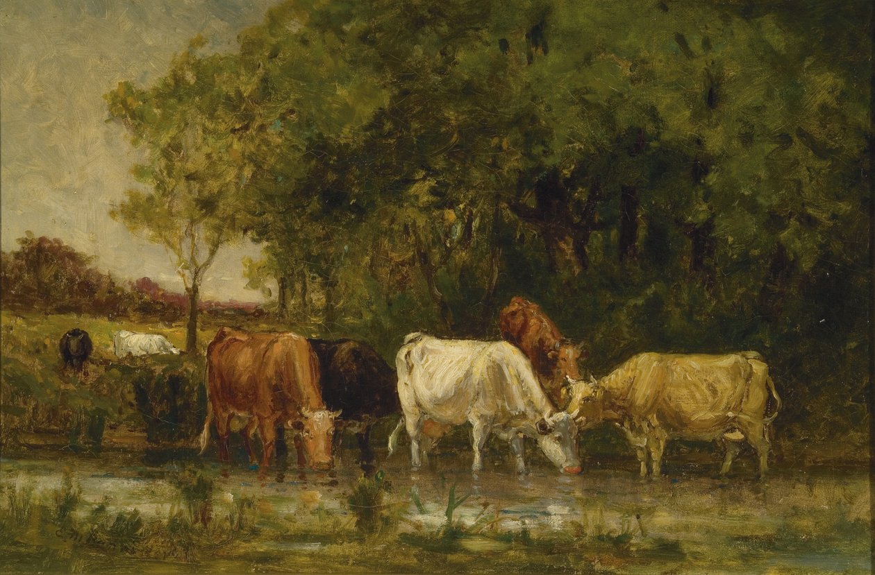 Lehmät maisemassa tekijältä Edward Mitchell Bannister