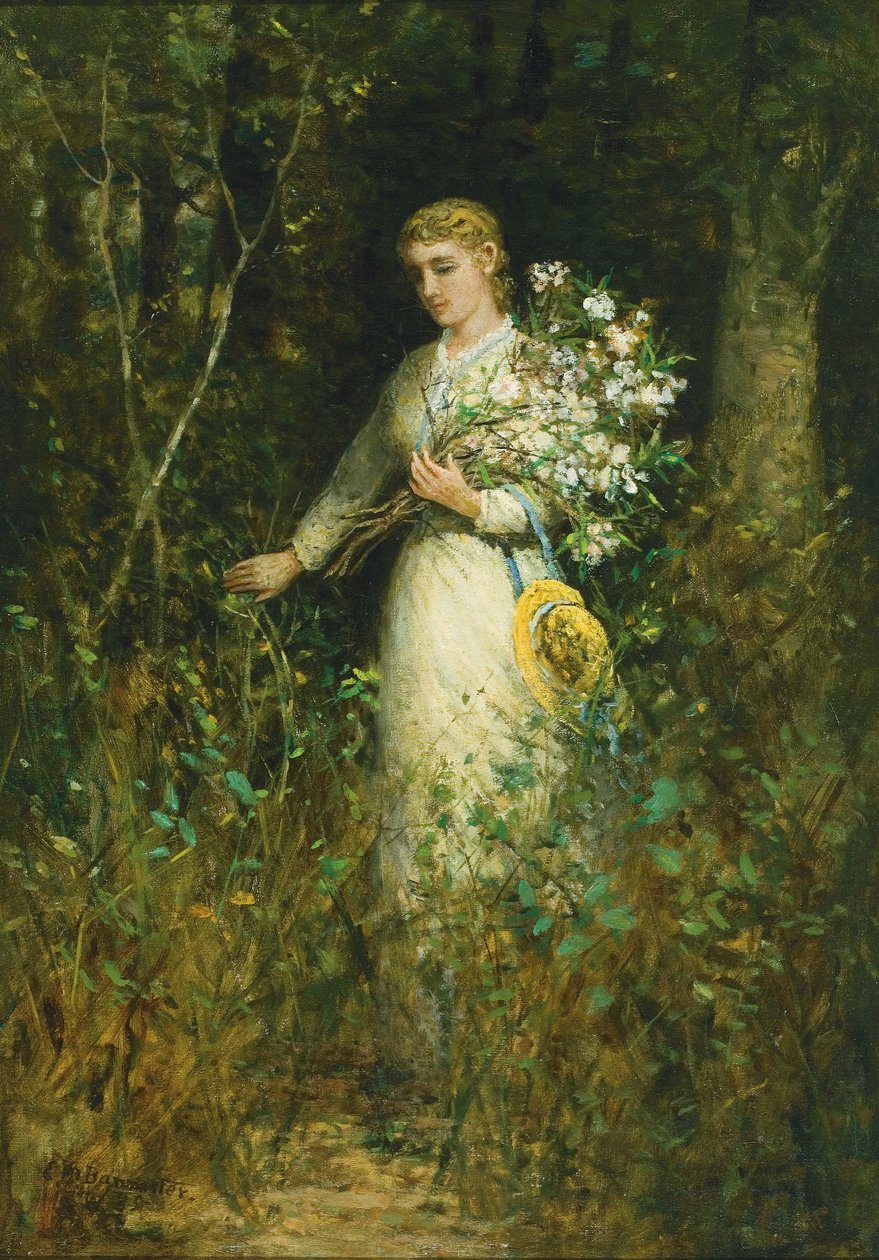 Nainen kukkakimpun kanssa tekijältä Edward Mitchell Bannister