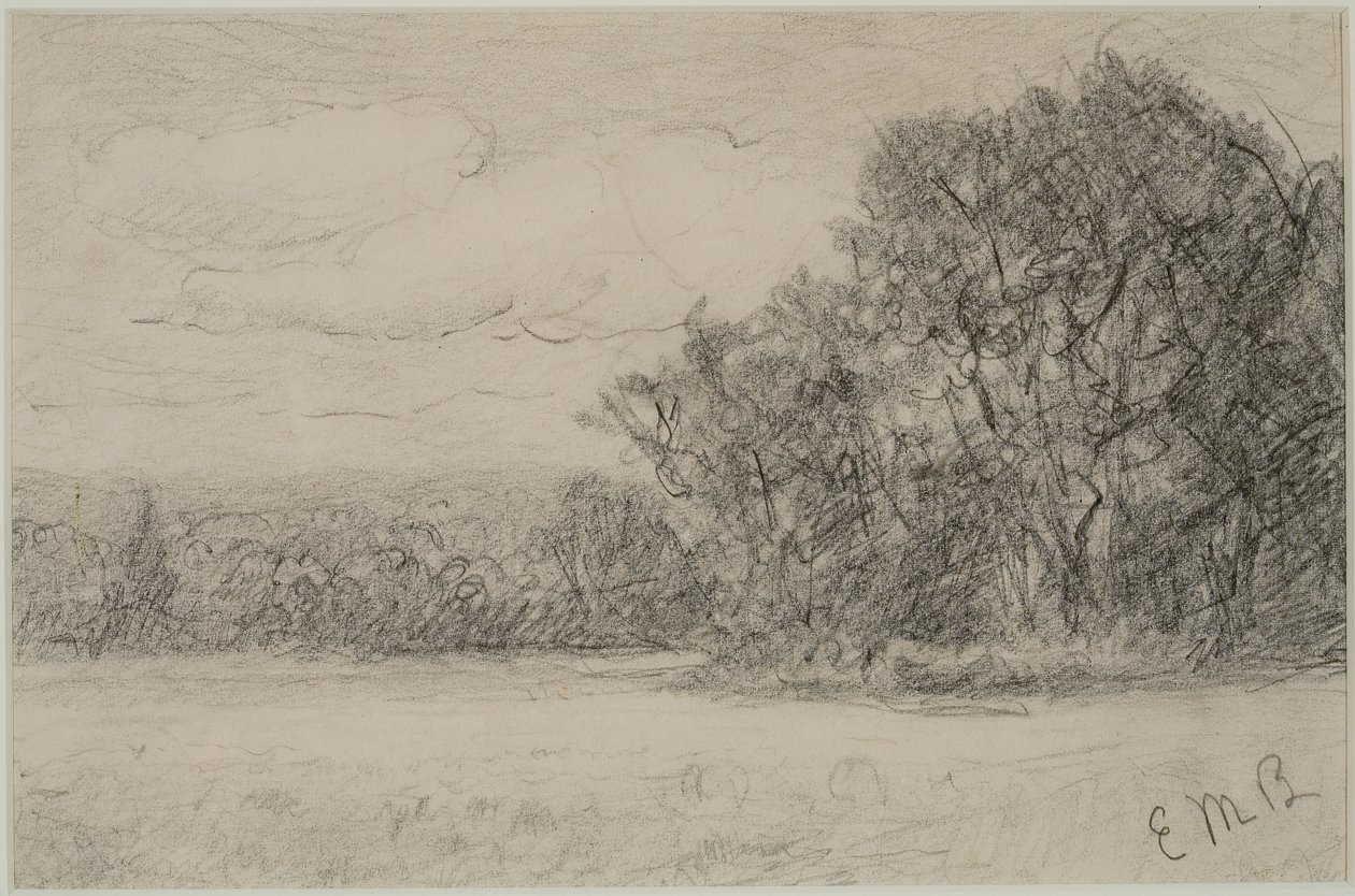 Maisema (nro 1) c. 1880-luku (grafiitti paperille) tekijältä Edward Mitchell Bannister