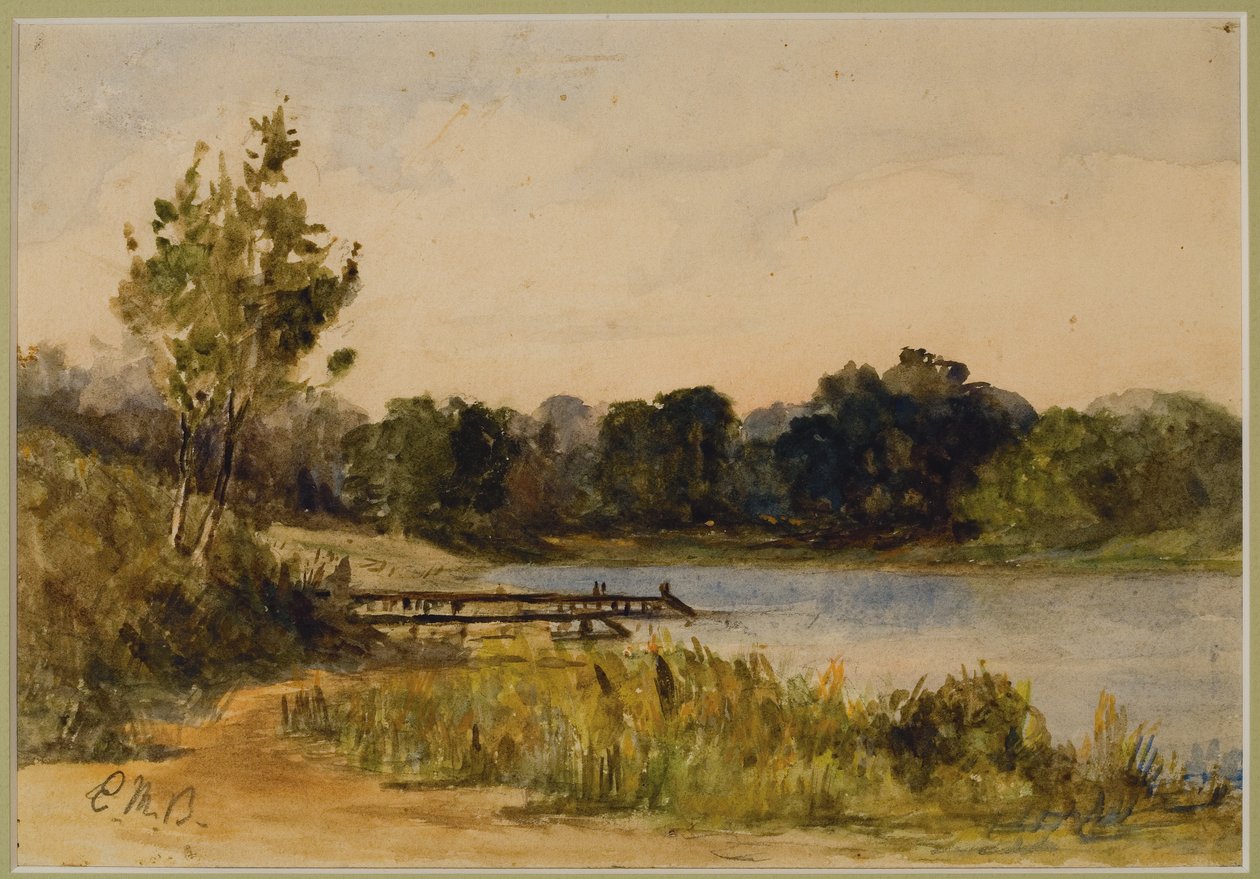 Maisema telakan ja veden kanssa (#37), c. 1880 (akvarelli paperille) tekijältä Edward Mitchell Bannister