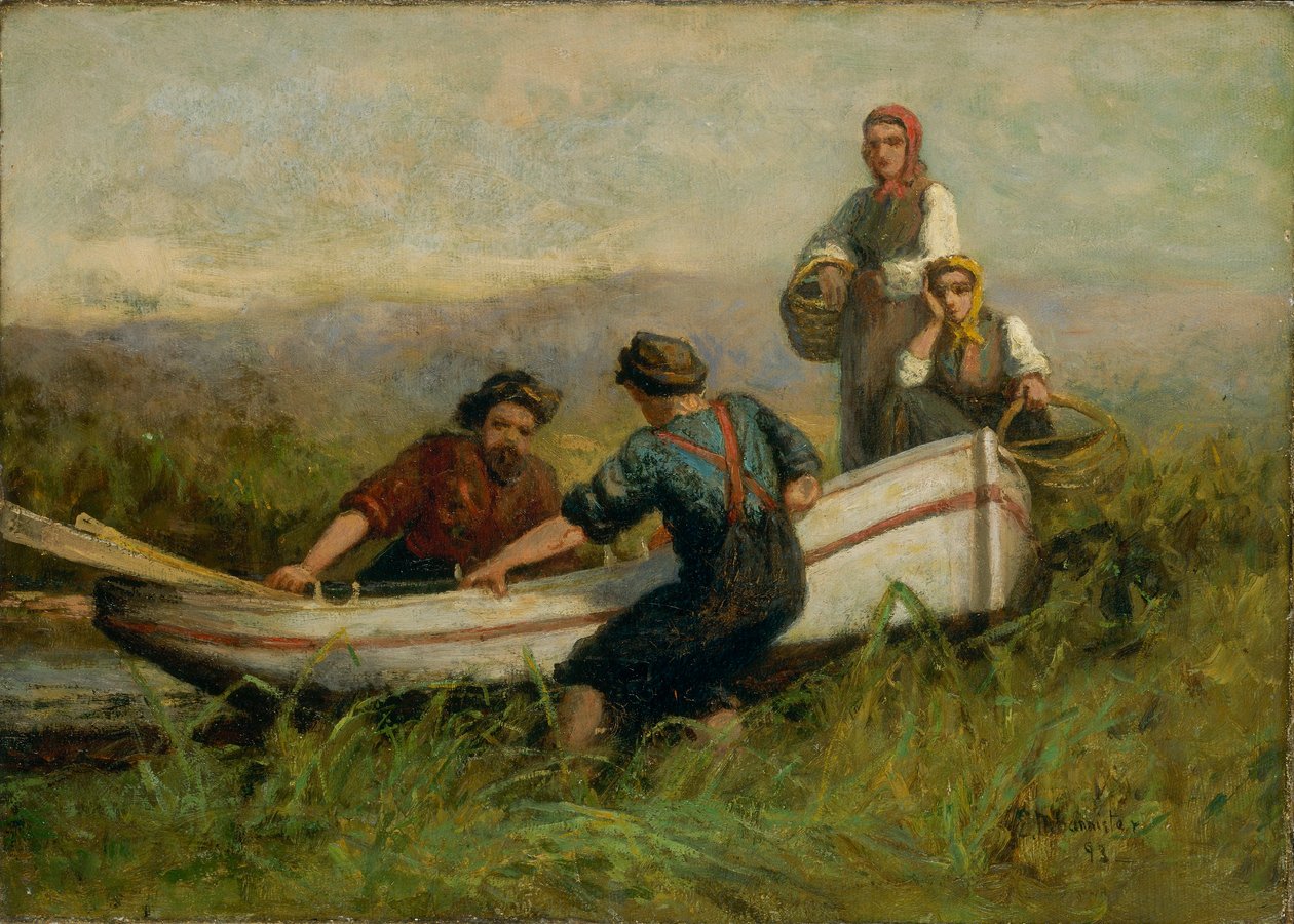 Ihmiset veneen lähellä tekijältä Edward Mitchell Bannister