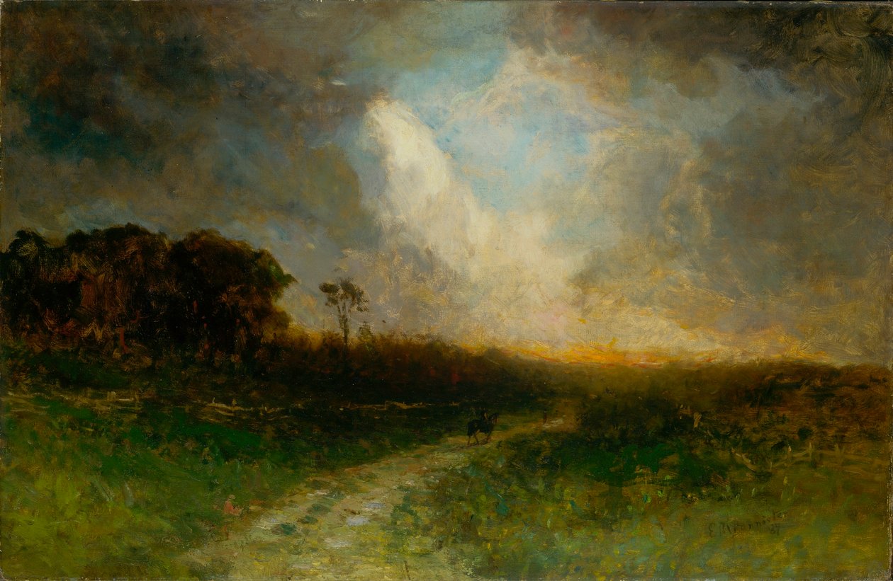 Nimetön (maisema, mies hevosen selässä) tekijältä Edward Mitchell Bannister