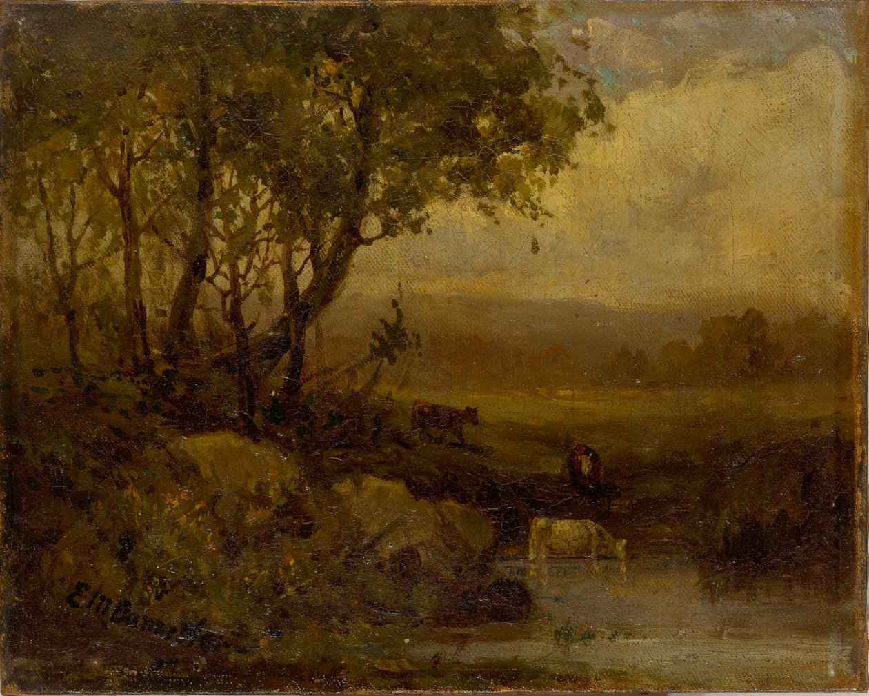 Nimetön (maisema, jokiranta, kolme lehmää) tekijältä Edward Mitchell Bannister