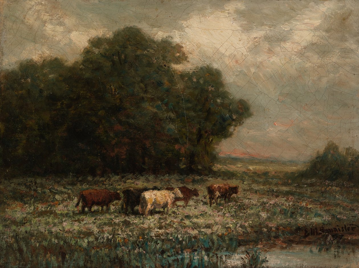 Nimetön (maisema, jossa karja laiduntaa) tekijältä Edward Mitchell Bannister