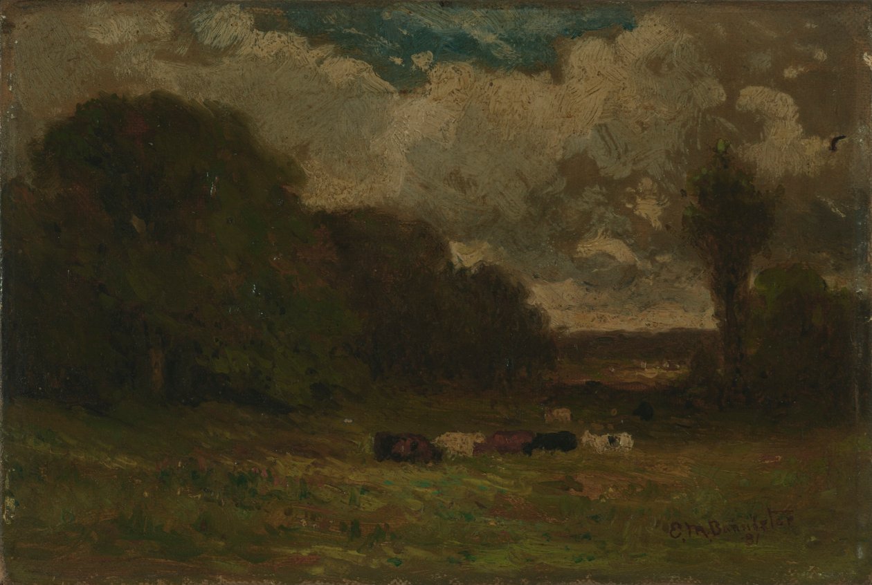 Nimetön (maisema, jossa lehmiä ja puita) tekijältä Edward Mitchell Bannister
