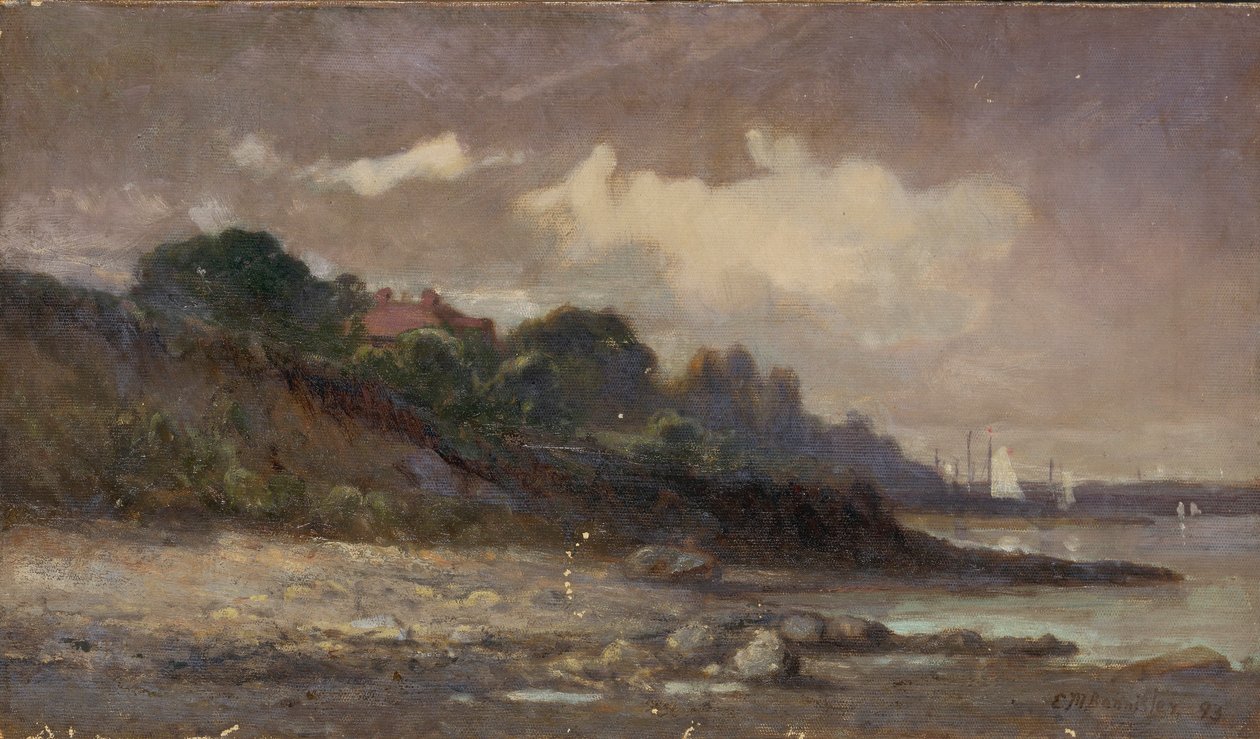Nimetön (rantaviiva, purjeveneitä ja katto) tekijältä Edward Mitchell Bannister