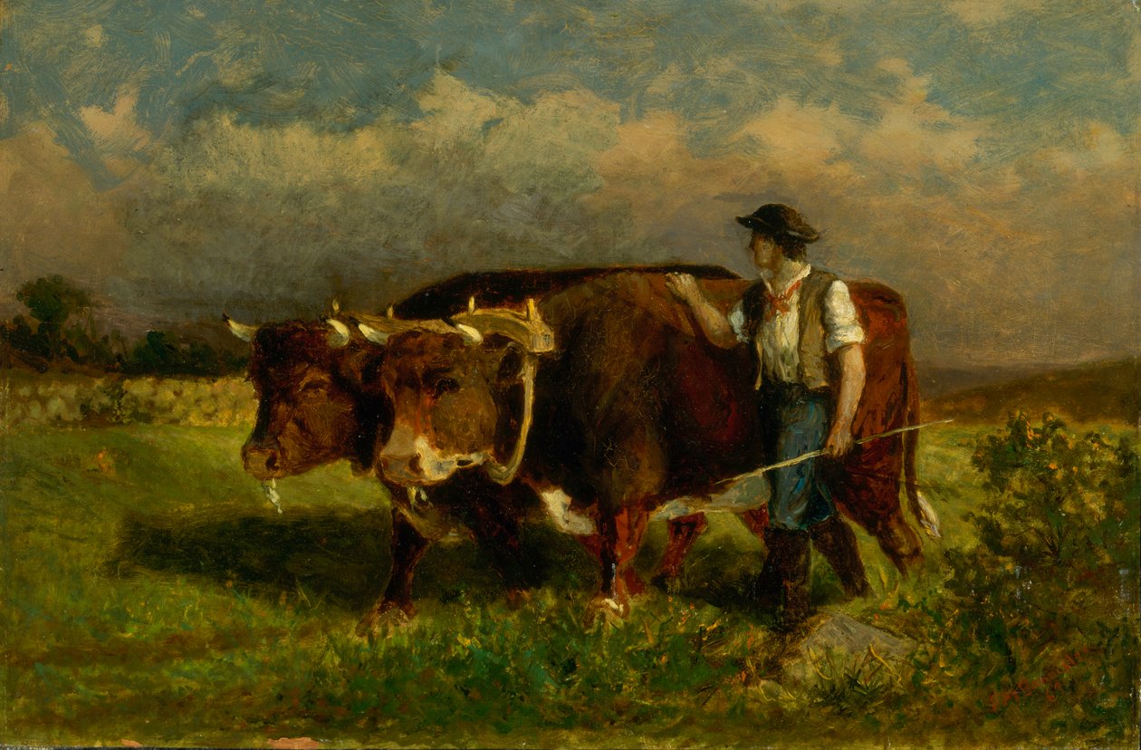 Nimetön mies kahdella härällä, 1869. tekijältä Edward Mitchell Bannister