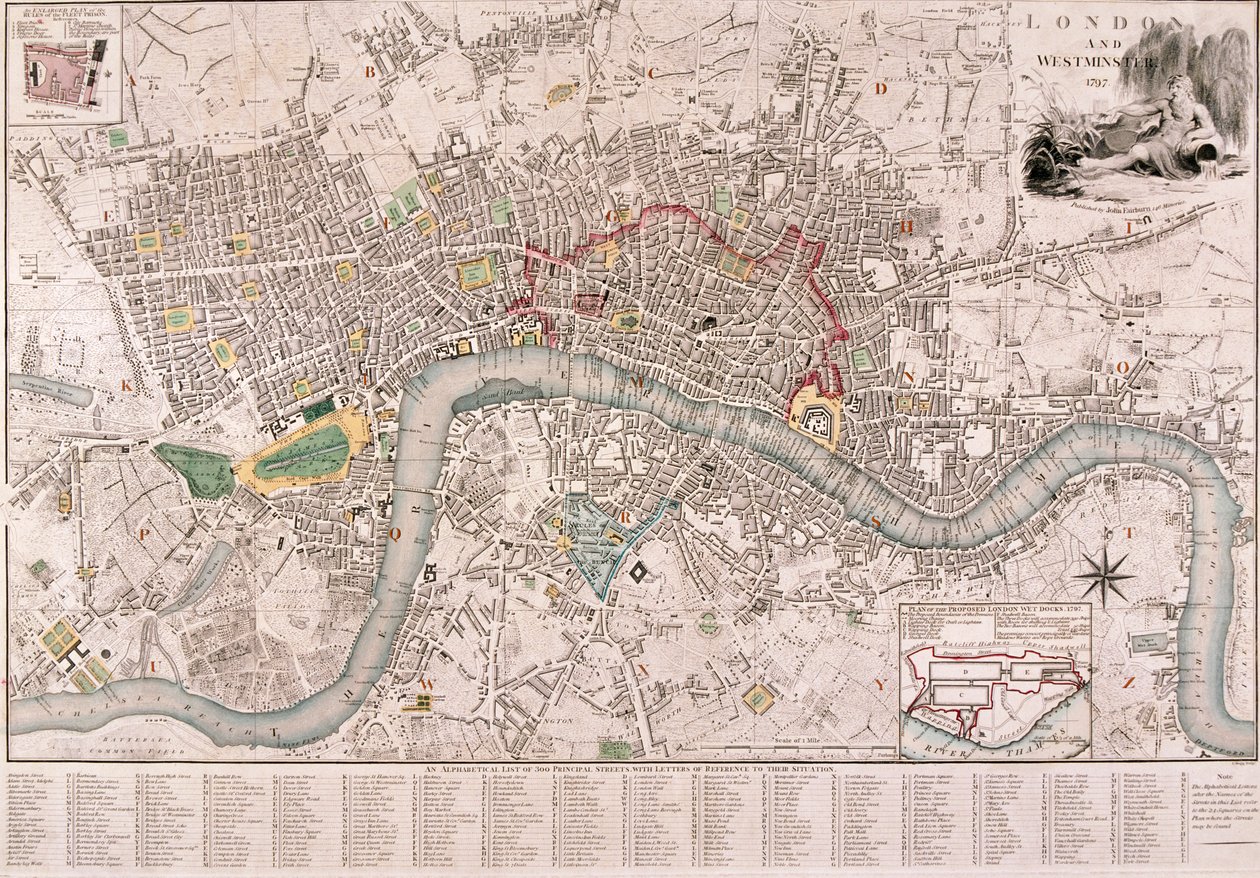 Lontoon kartta, 1797 tekijältä Edward Mogg