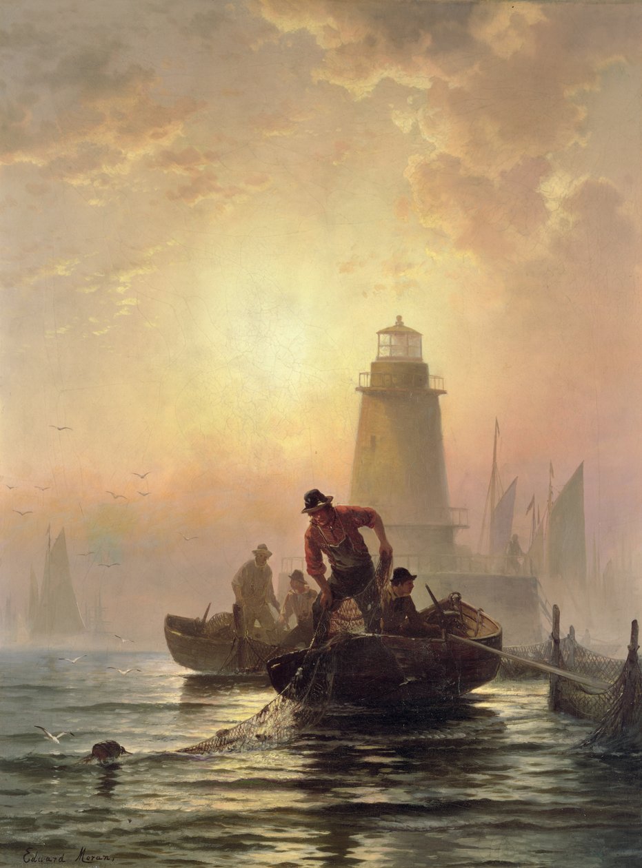 Fish Pond, Orient Bay, Long Island tekijältä Edward Moran