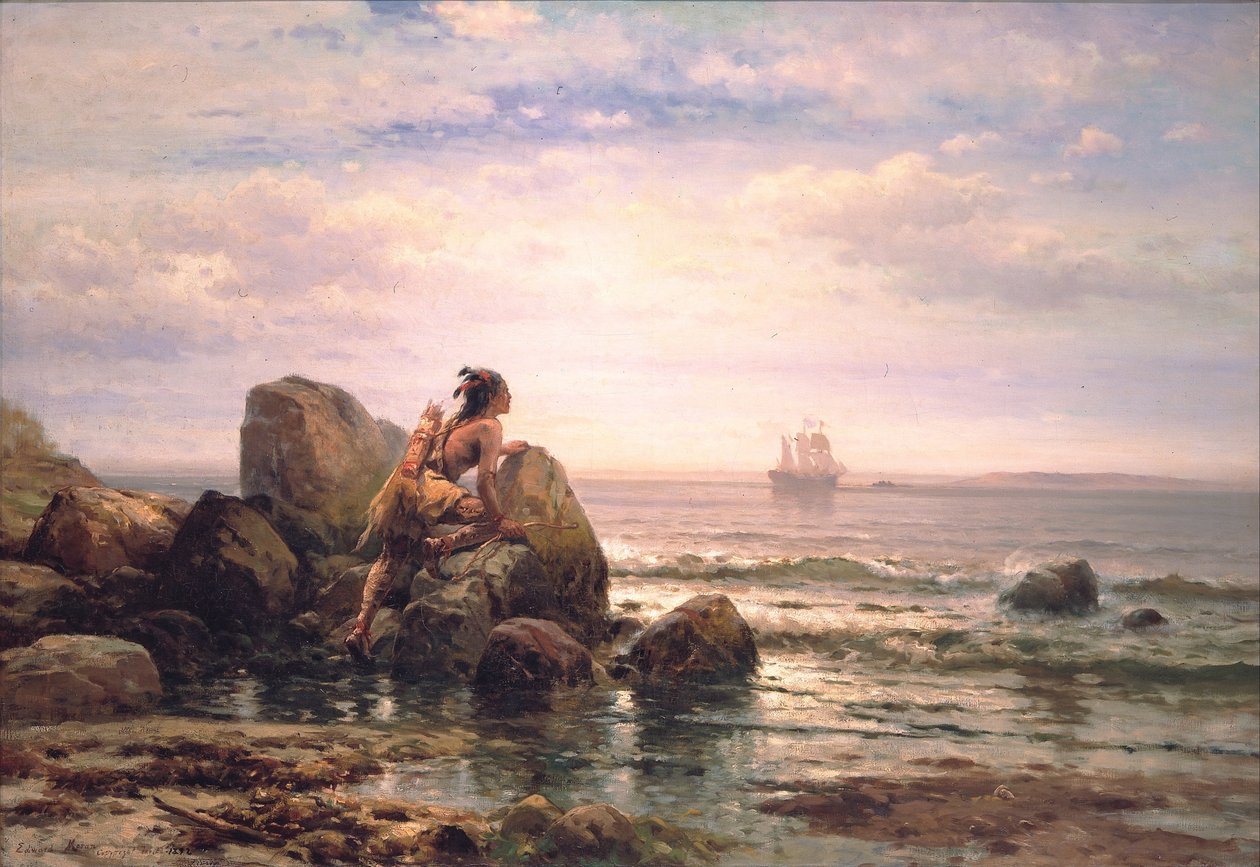 Henrik Hudson saapuu New Yorkin satamaan 11. syyskuuta 1609. tekijältä Edward Moran