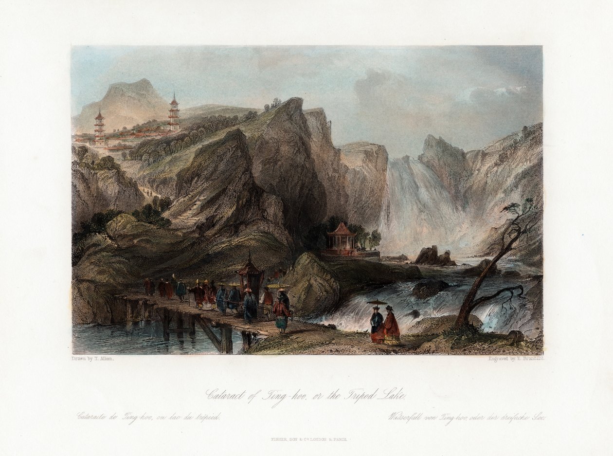 Ting-hoon kaihi, Tripod Lake -järvellä, Kiinassa, c1840. tekijältä Edward Paxman Brandard