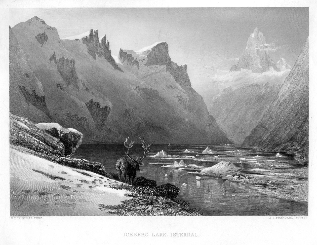Iceberg Lake, Isterdal, Norja, 1800-luvun puoliväli. tekijältä Edward Paxman Brandard