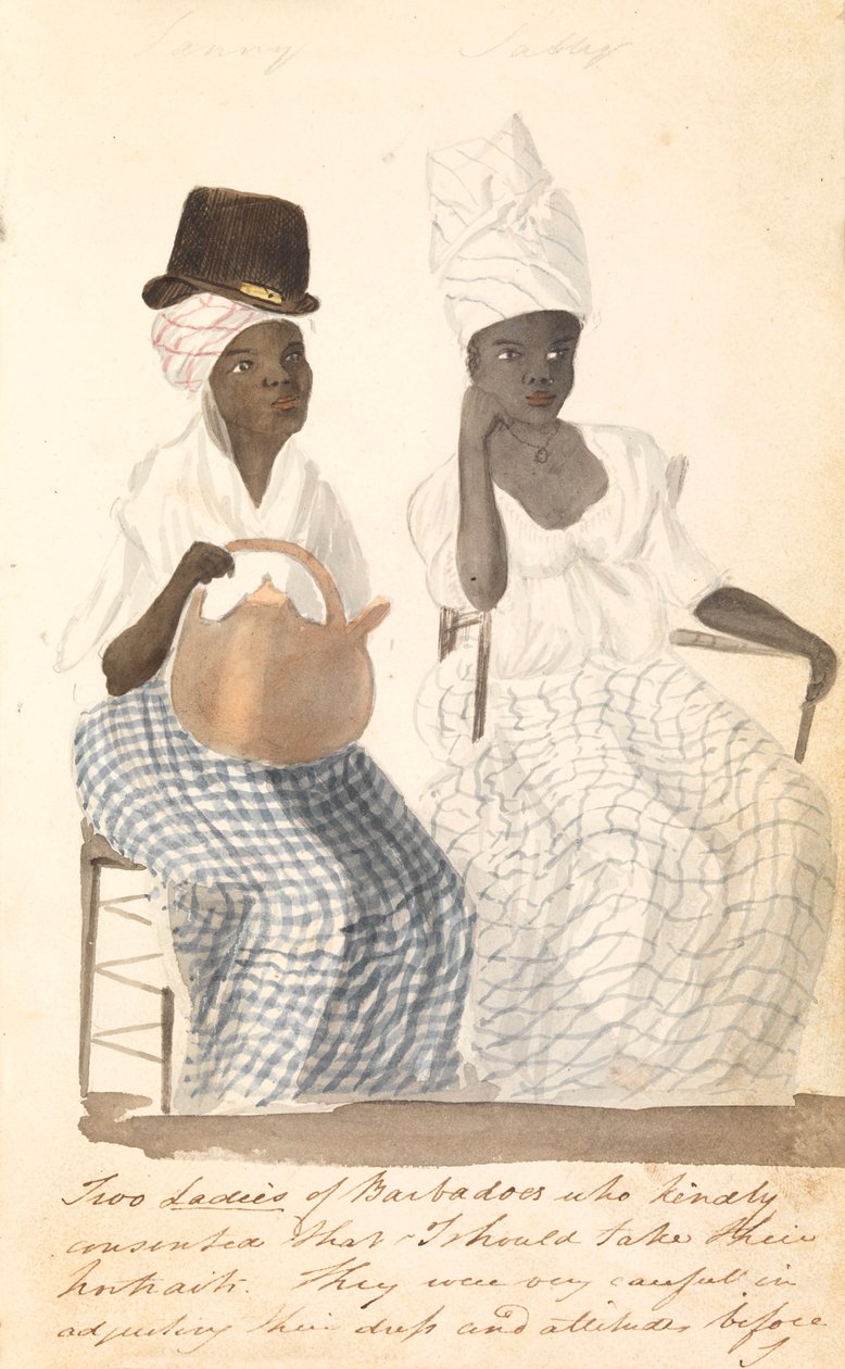 Kaksi Barbadoksen naista, 1800-luvun alku (akvarelli) tekijältä Edward Pelham Brenton