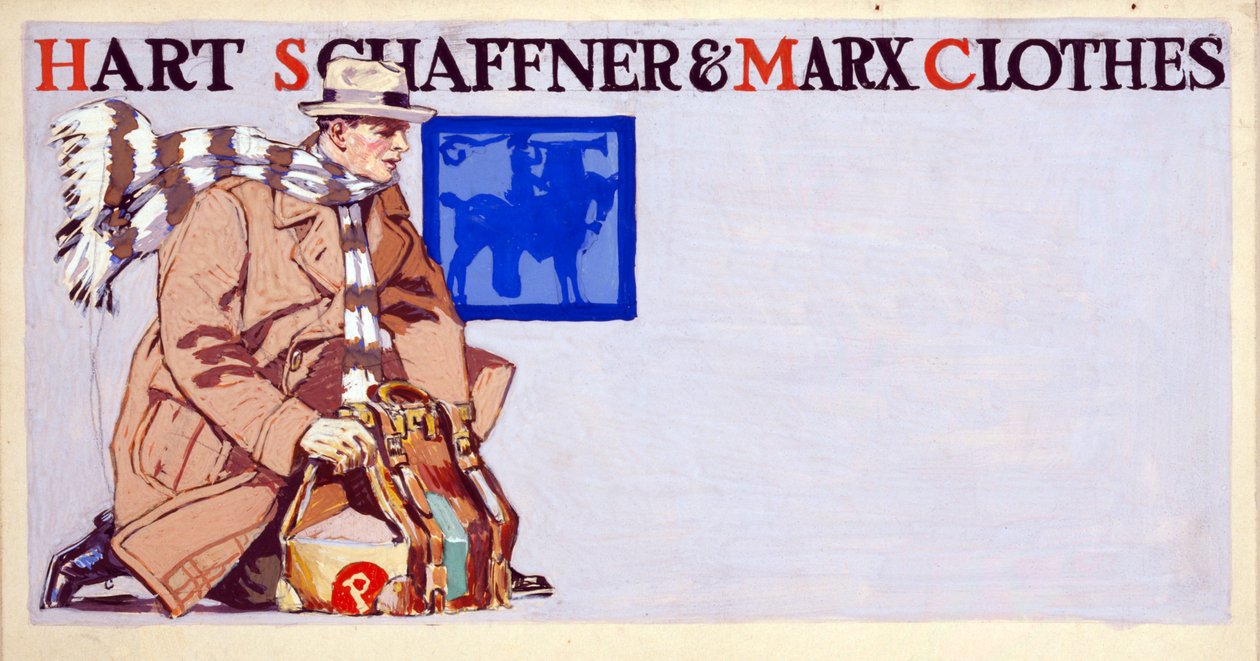 Mainos Hart, Schaffner & Marx Clothesille, pub. 1900 tekijältä Edward Penfield
