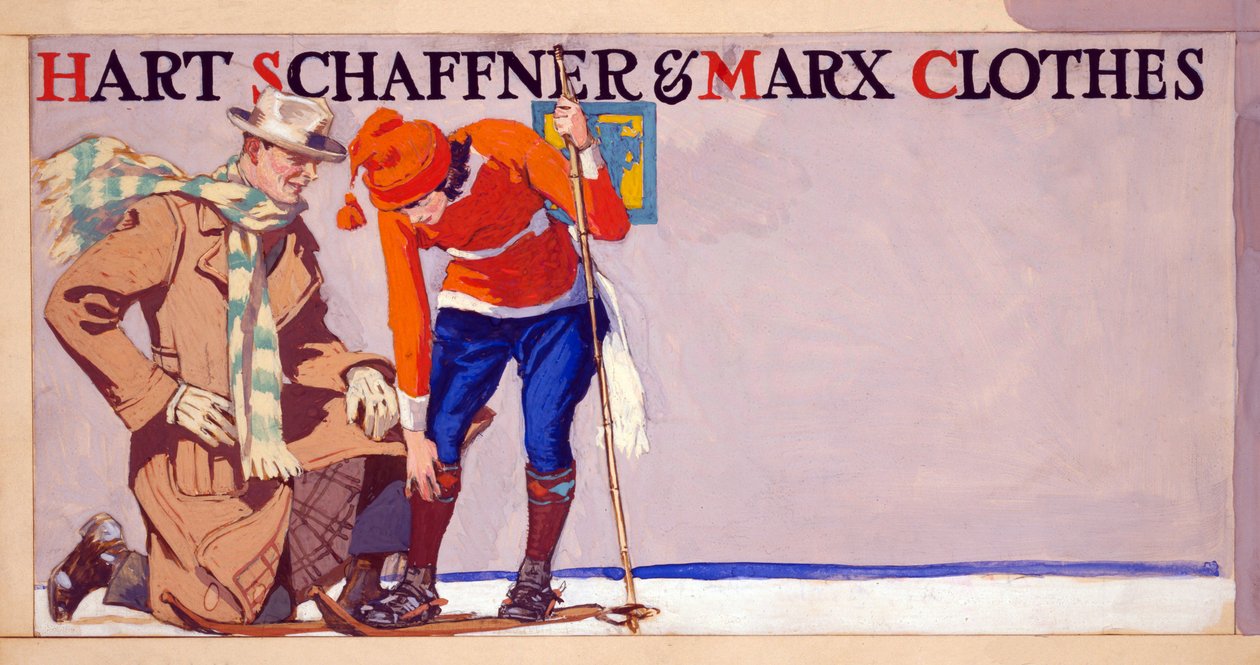 Mainos Hart, Schaffner & Marx Clothesille, pub. 1900 tekijältä Edward Penfield
