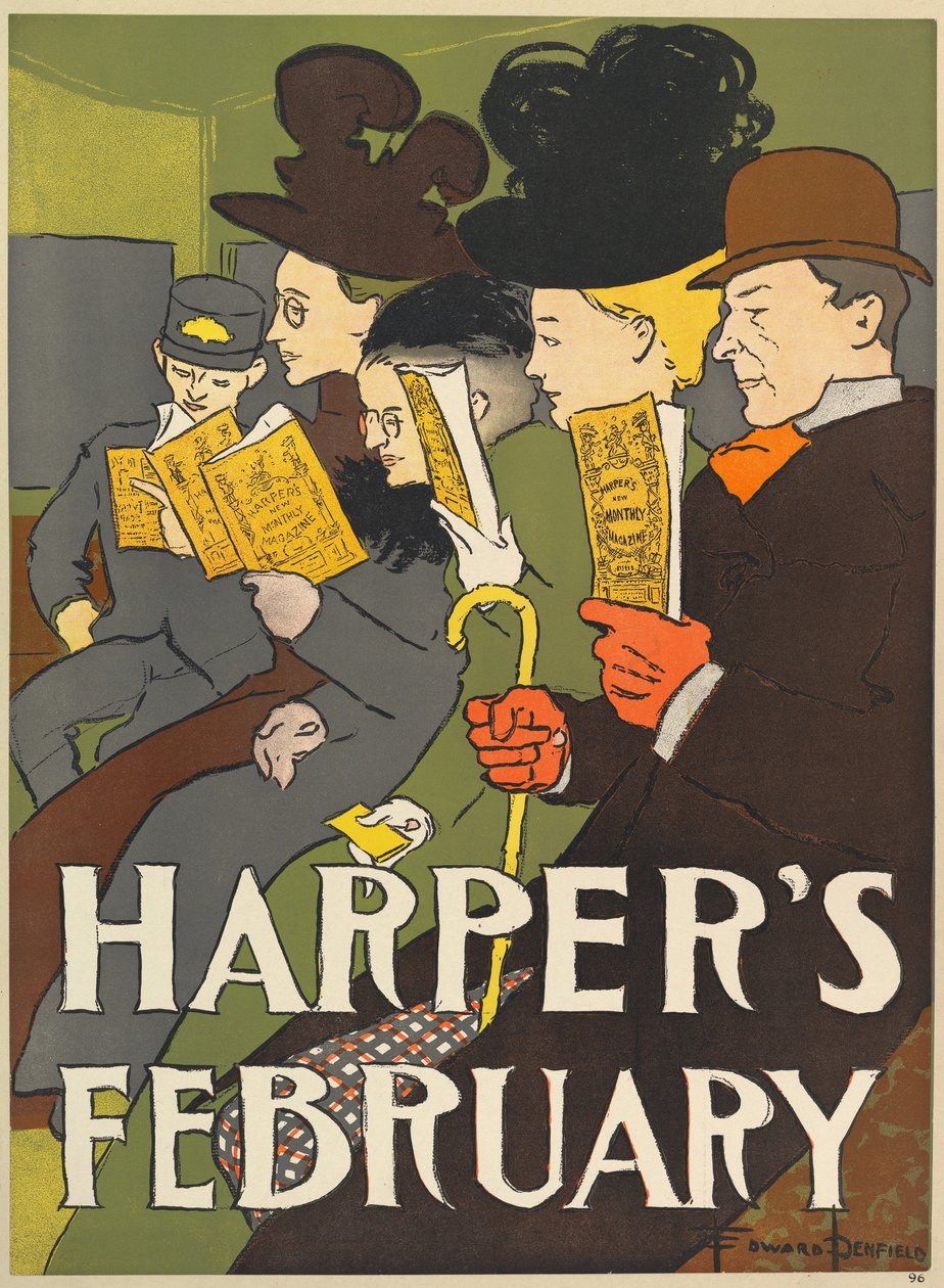 Harpers New Monthly Magazine, helmikuu 1896 (värilitho) tekijältä Edward Penfield