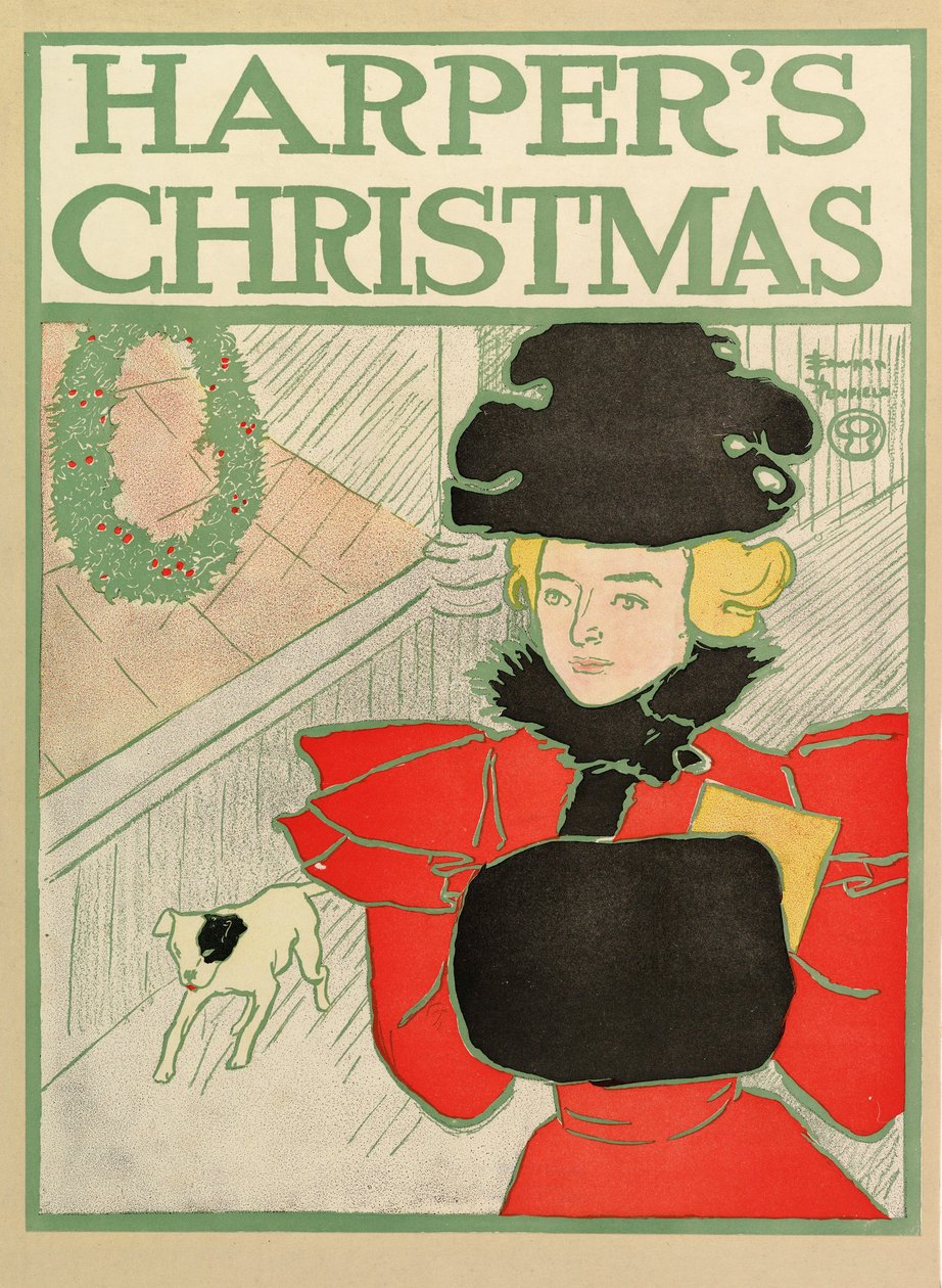 Harpers New Monthly Magazine -lehden mainosjuliste, joulu 1894 tekijältä Edward Penfield