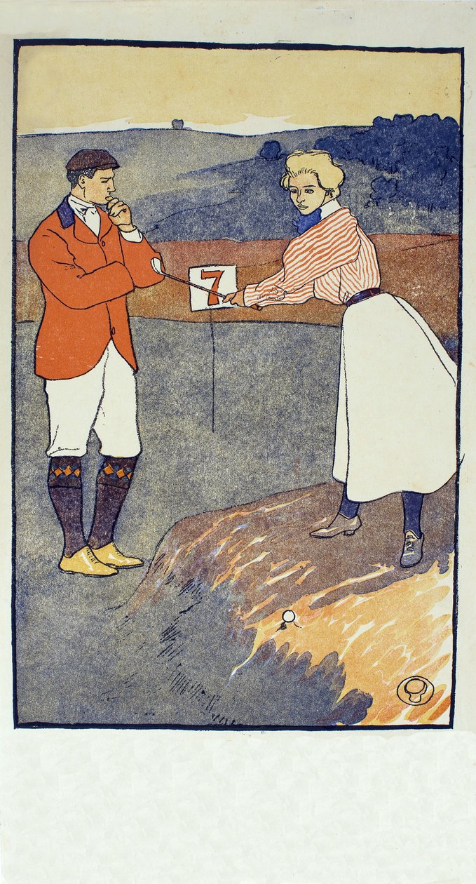 Syyskuu, yksityiskohta vuodelta 1931 Golfkalenteri, pubi. 1931 tekijältä Edward Penfield