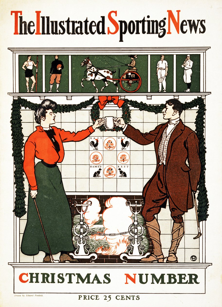 The Illustrated Sporting News, Joulunumero, 1900 (värilitografia) tekijältä Edward Penfield