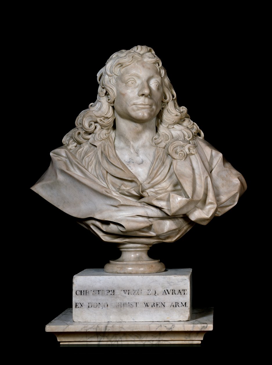 Sir Christopher Wrenin muotokuva, 1600-luku (marmori) tekijältä Edward Pierce