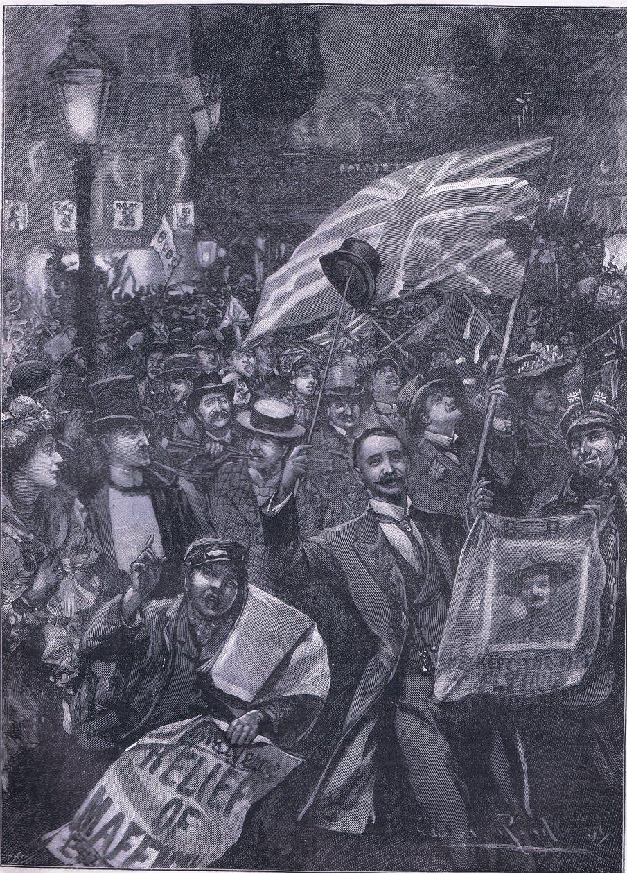 Mafeking night in London, kuvitus Cassells History of Englandista, 1900-luku tekijältä Edward Read