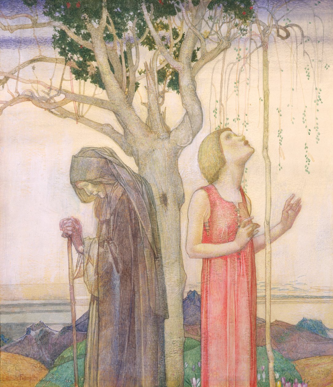 Nuoruus ja ikä, 1923 (munan tempera) tekijältä Edward Reginald Frampton