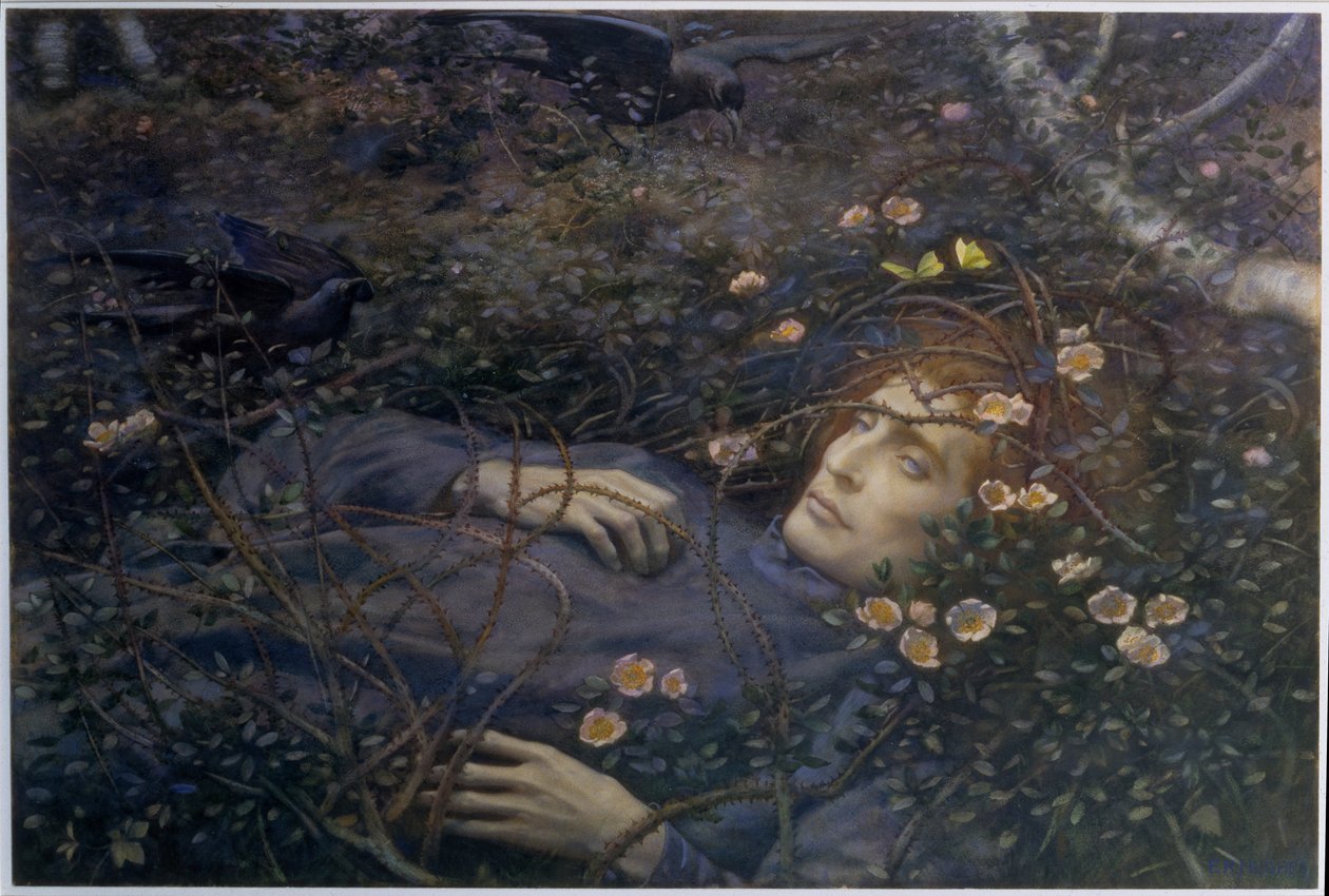 "Voi mitä se ontelossa on?" (akvarelli paperille) tekijältä Edward Robert Hughes