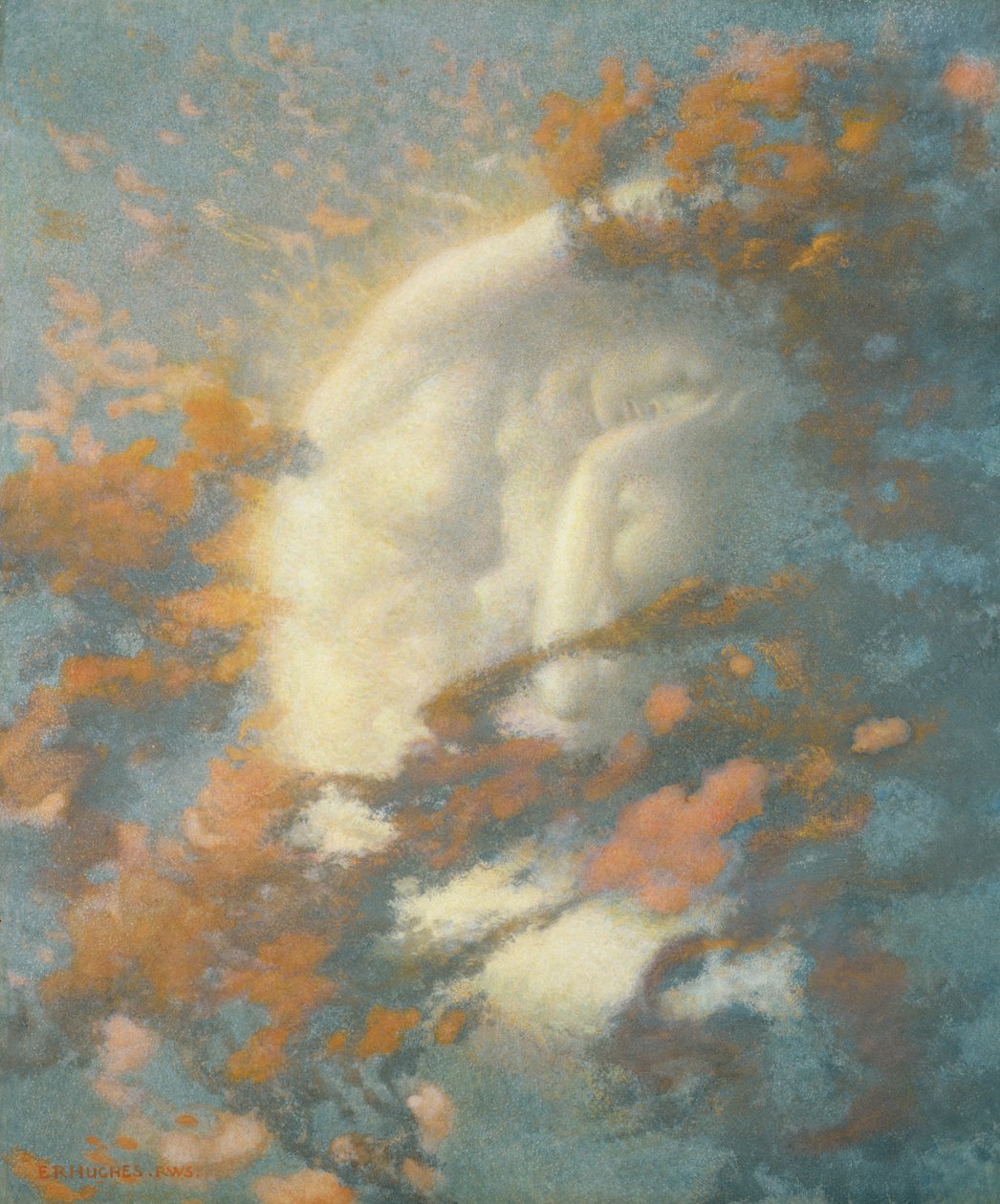 Pakkaa pilvet pois ja tervetuloa päivä (wc ja kultamaali paperille) tekijältä Edward Robert Hughes