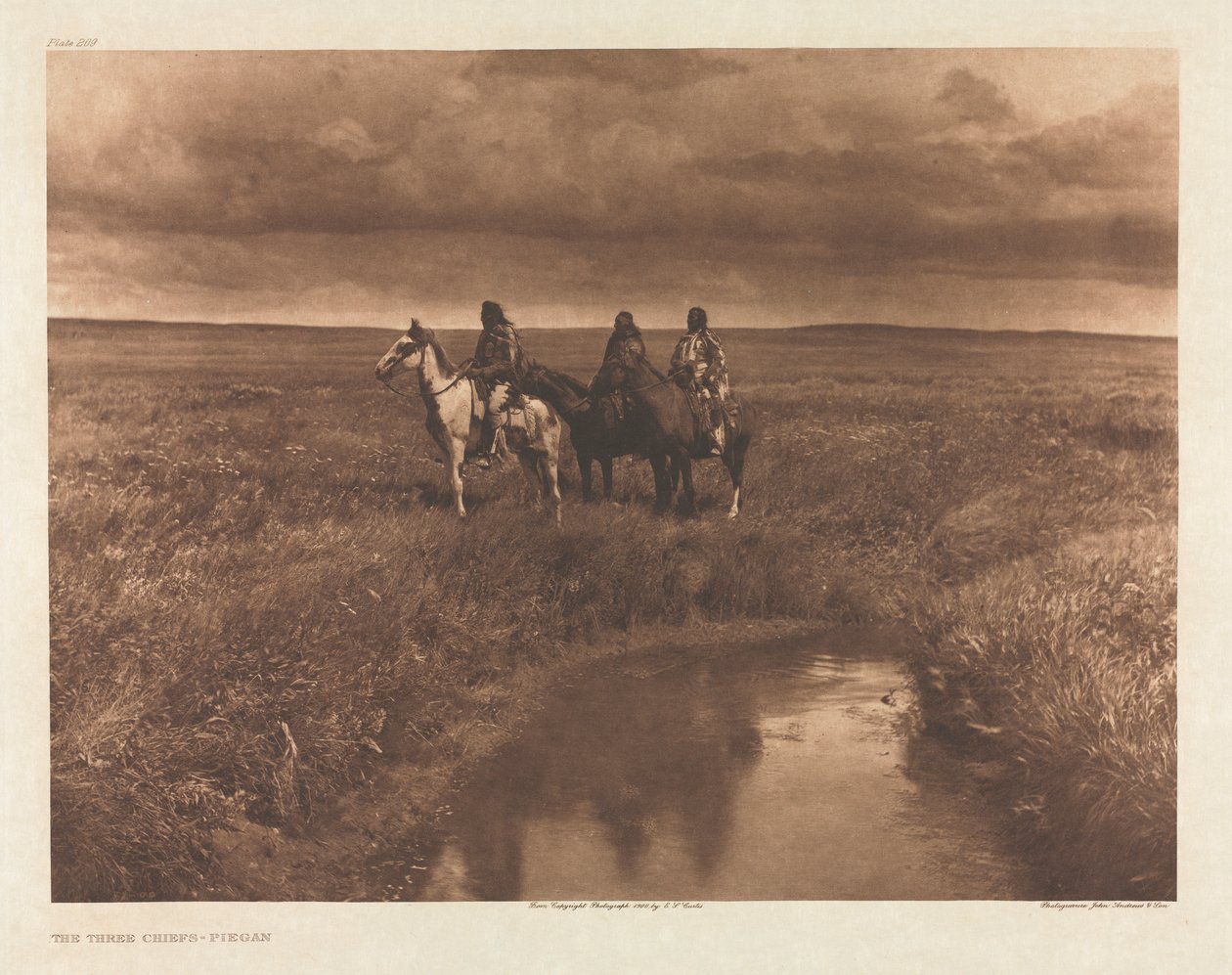 Portfolio VI, levy 209: Kolme päällikköä - Piegan tekijältä Edward S. Curtis