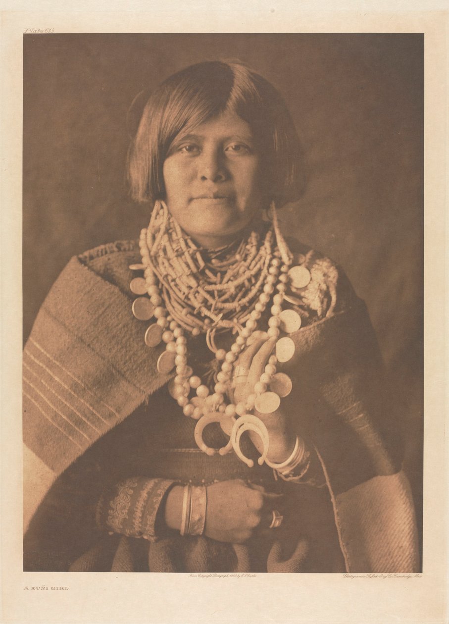 Salkku XVII, laatta 613: Zuñi-tyttö tekijältä Edward S. Curtis