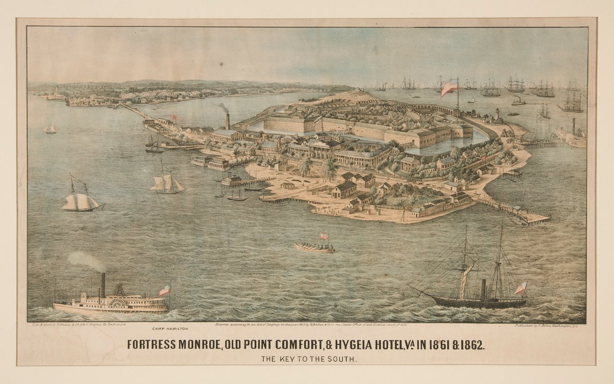 aMonroen linnoitus, Old Point Comfort ja Hygeia Hotel, Va. vuosina 1861 ja 1862 tekijältä Edward Sachse