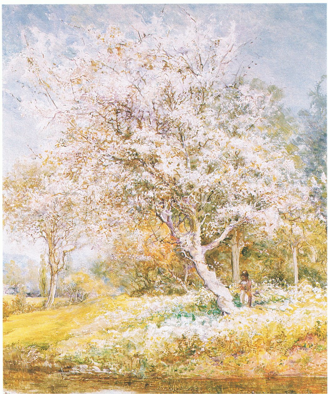 Kukkien kerääminen, lehden tai kirjan lähteestä tuntematon (väri litho) tekijältä Edward Samuel Harper