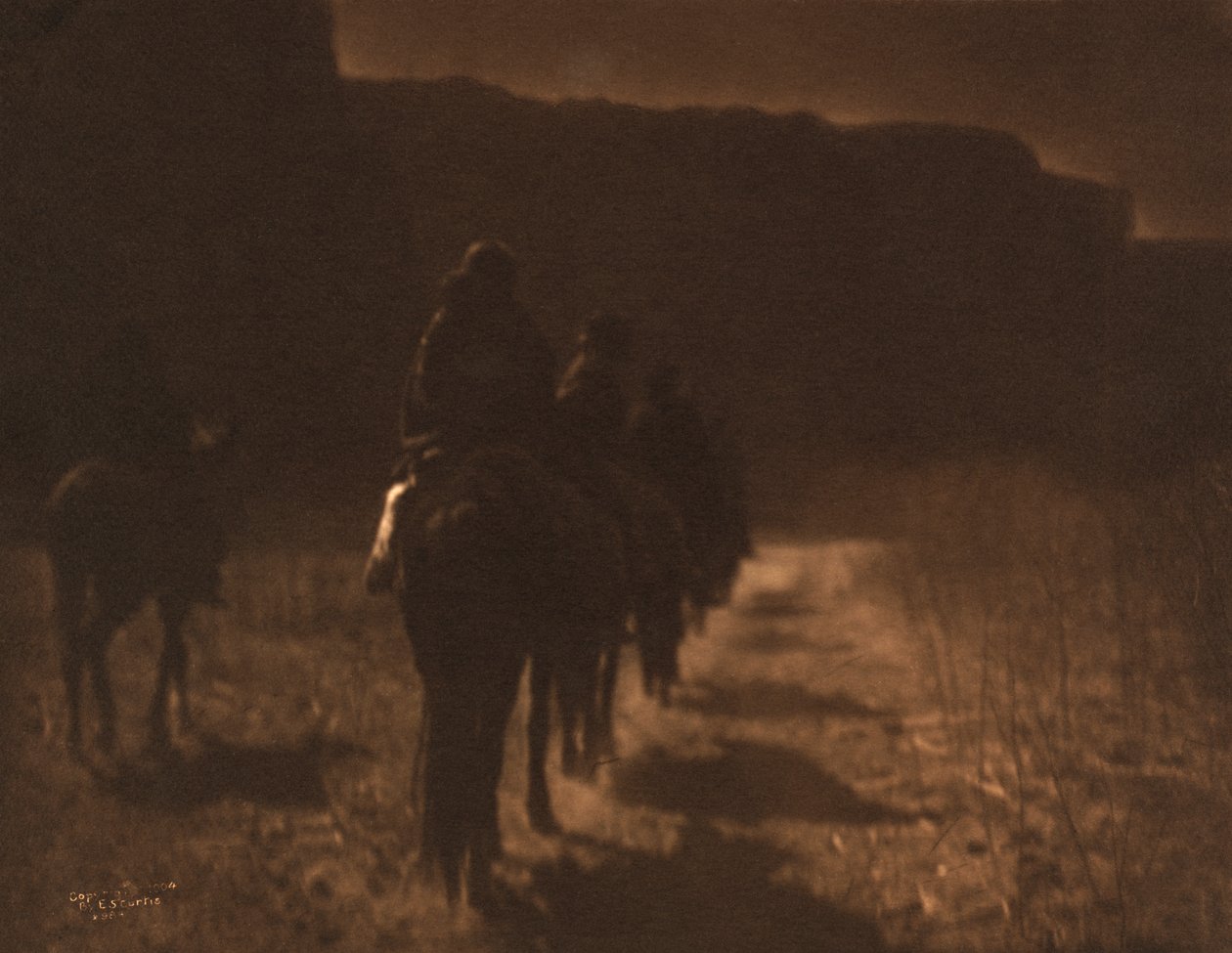 The Vanishing Race - Navaho, Edward S. Curtis, n. 1907 (syväpaino) tekijältä Edward Sheriff Curtis