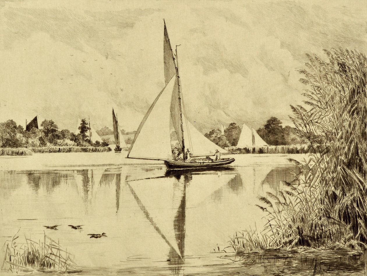 Bure: On Wroxham Road, n. 1880 (etsaus) tekijältä Edward Slocombe