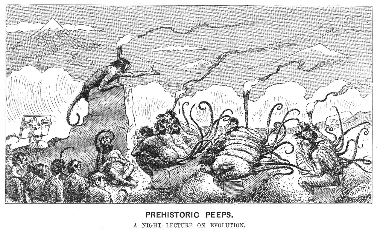 Esihistorialliset piikit: Yön luento evoluutiosta, 1894. tekijältä Edward Tennyson Reed