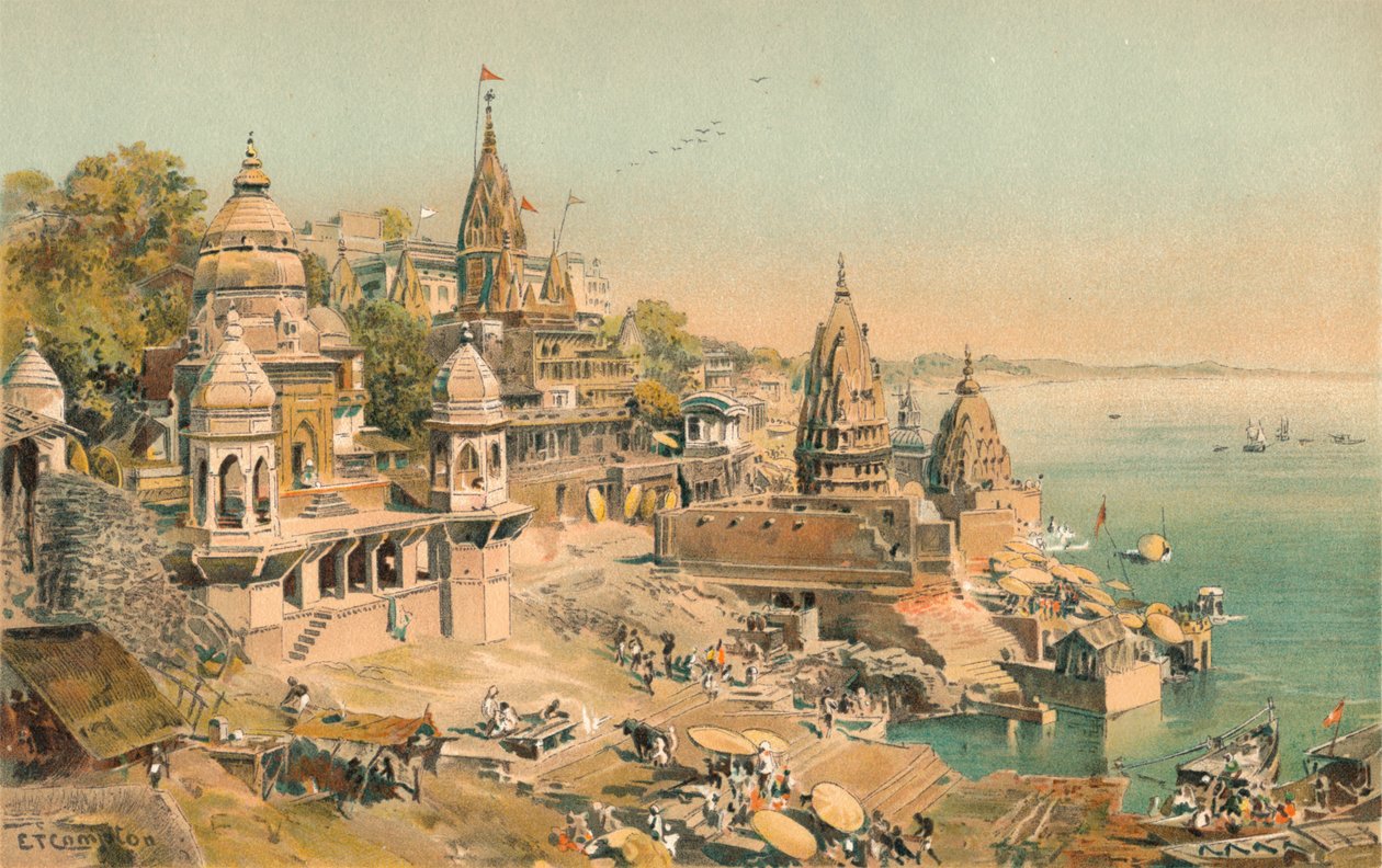Benares Gangesissa, 1892, 1904 tekijältä Edward Theodore Compton