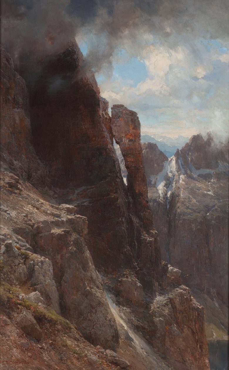 Dolomiittien maisema, 1874-1880. tekijältä Edward Theodore Compton