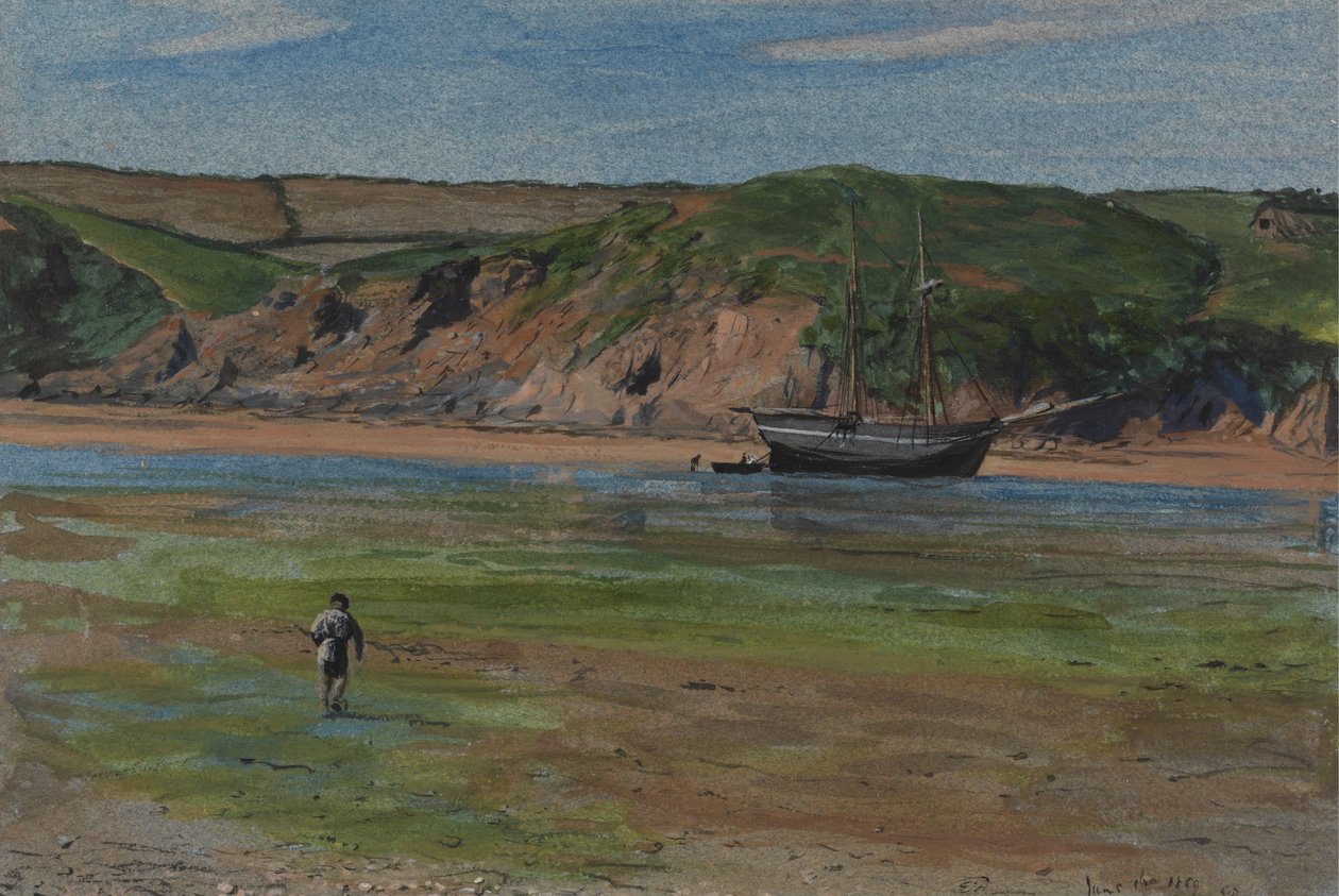 Devon-joki laskuveden aikaan, 16. kesäkuuta 1859 tekijältä Edward Thompson Davis