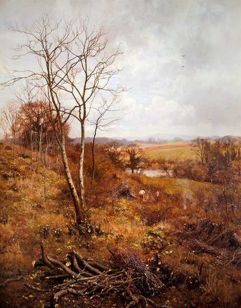 Huhtikuun päivä (öljy paneelissa) tekijältä Edward Wilkins Waite