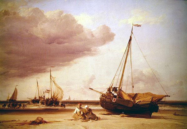 Rantakohtaus (öljy kankaalle) tekijältä Edward William Cooke