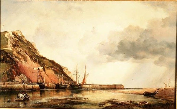 Axmouthin satama, Devon-Low Water tekijältä Edward William Cooke