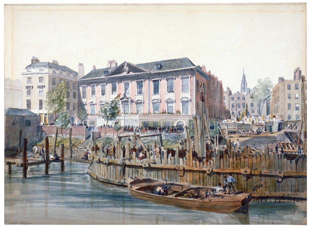 London Bridgen rakentaminen, 1826 tekijältä Edward William Cooke