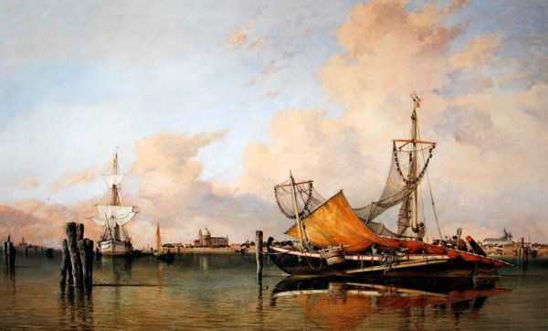 Ilta ennen huonoa säätä laguunilla, Venetsia tekijältä Edward William Cooke